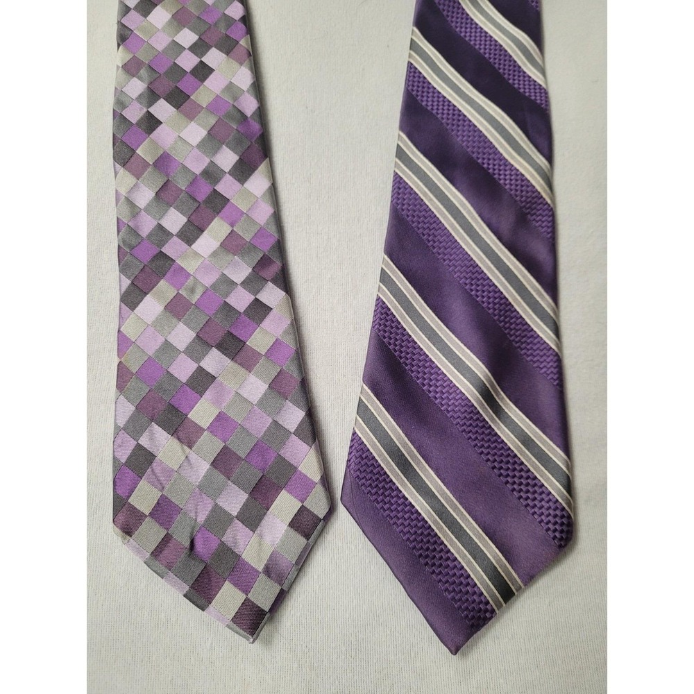 Purple Passion BUGATTI  Repp Neckties Lot of 2 Striped Plaid Business 2/25$